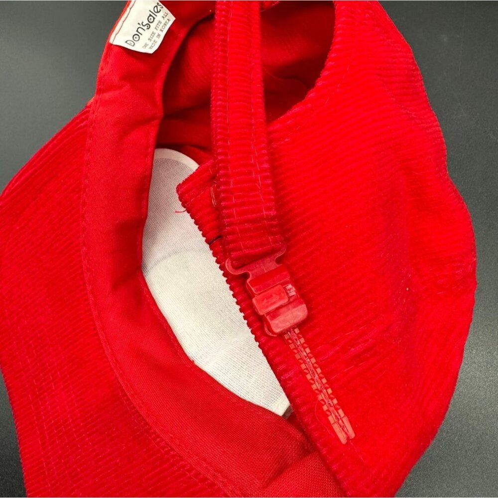 Vintage Buck Knives Hat Red Corduroy Adjustable Trucker Cap Made In Korea Retro - Picture 10 of 10